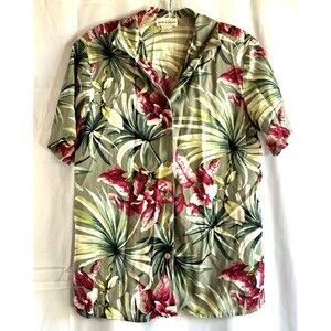 Vintage Sarah B. Studio Womens Hawaiian Silk Shirt Sz M